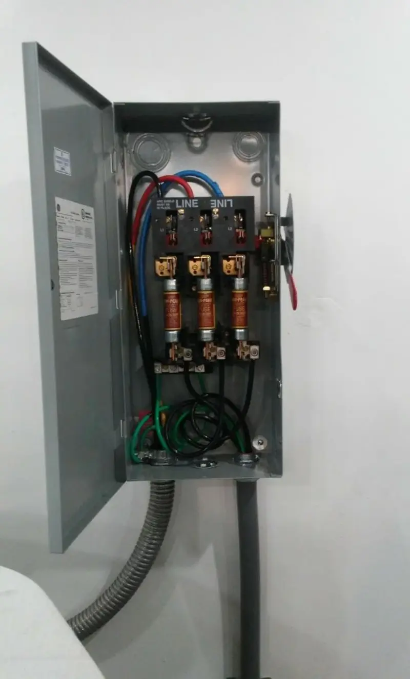 Three-phase disconnect switch installed for Smoke Detector Installation in Golden Valley